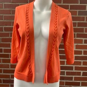 Orange Pendleton 3/4 sleeve silk blend cardigan sweater- S